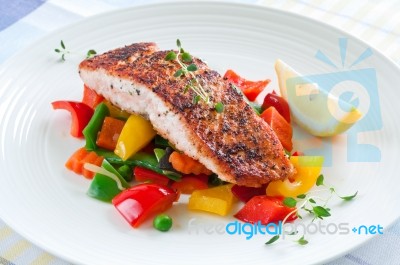 Salmon With Vegetables Stock Photo