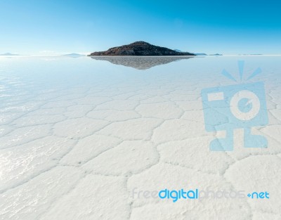 Salt Lake Uyuni In Bolivia Stock Photo