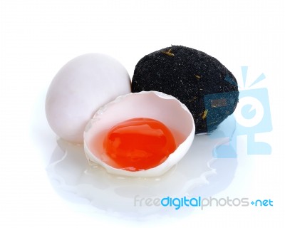 Salted Egg Isolated On The White Background Stock Photo