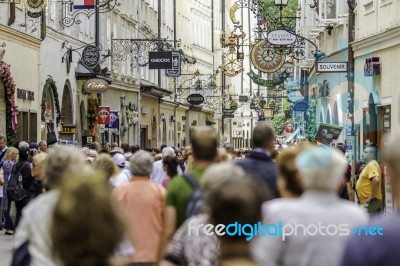 Salzburg Austria August 2011 Unidentified People Walking Stock Photo Royalty Free Image Id 100589888