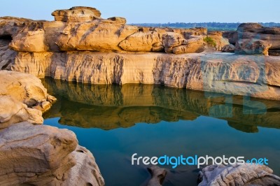 Sam Pan Bok Rock Field Thailand Stock Photo