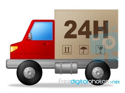 Same Day Delivery Indicates Distribution Freight And Lorry Stock Image