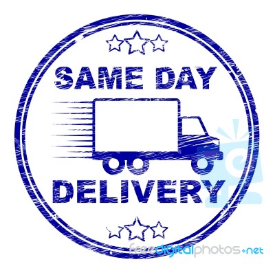 Same Day Delivery Represents Distributing Shipping And Logistics… Stock Image