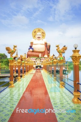 Samui, Thailand - July 02, 2016: Sculpture Of Happy Buddah In The Temple Wat Plai Laem Stock Photo