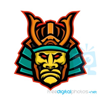 Samurai Warrior Head Mascot Stock Image