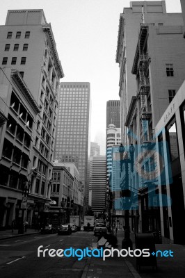 San Francisco's Downtown Street, Usa Stock Photo