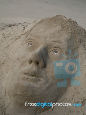Sand Sculpture On The Bank Of The River Thames Stock Photo