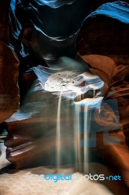 Sandfall In Upper Antelope Canyon Stock Photo