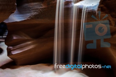 Sandfall In Upper Antelope Canyon Stock Photo