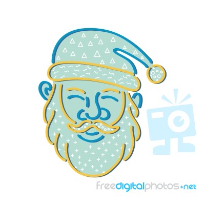 Santa Claus Head Memphis Style Stock Image