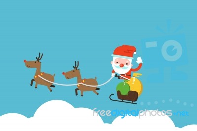 Santa Claus Over Cloud Stock Image