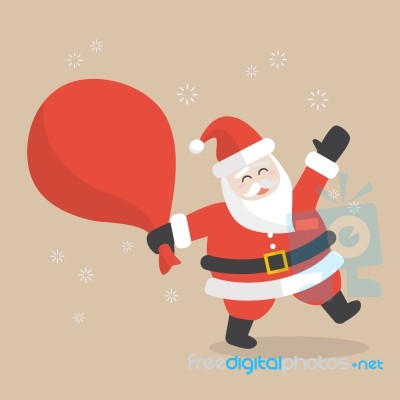 Santa Claus With Big Bag Full Of Gifts Stock Image