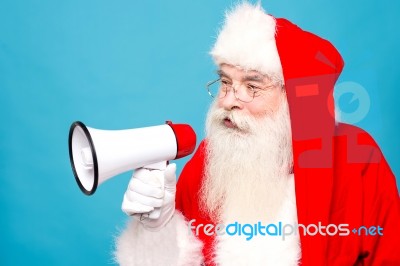 Santa Claus With  Megaphone Stock Photo