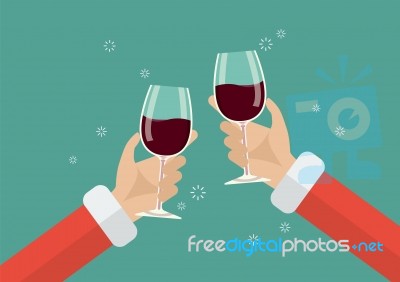 Santa Toasting A Wine Glasses Stock Image