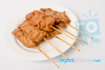 Satay Meat Kebab Stock Photo