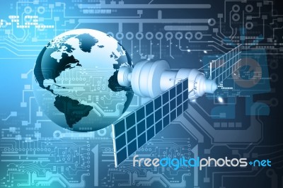 Satellite  At The Earth Orbit Stock Image
