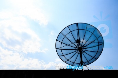 Satellite Dish On Roof Stock Photo