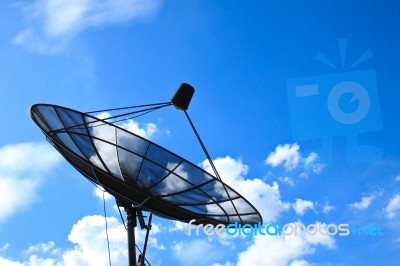 Satellite Dish With Blue Sky Stock Photo