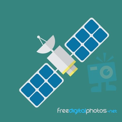 Satellite In Flat Style Stock Image