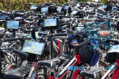 Sausalito, California/usa - August 6 : Bike Park At The Ferry Te… Stock Photo