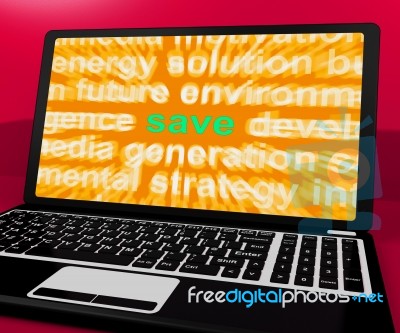Save Laptop Shows Promotional Savings Discounts Or Clearance Stock Image