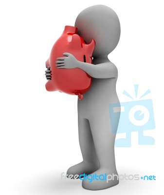 Savings Character Means Piggy Bank And Render 3d Rendering Stock Image