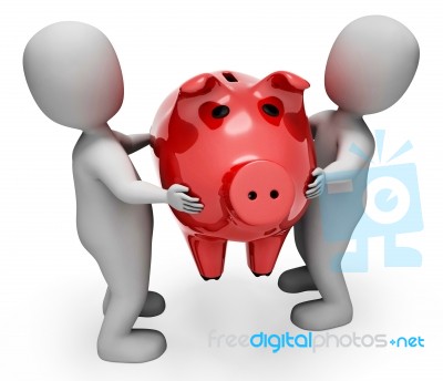 Savings Character Represents Piggy Bank And Illustration 3d Rend… Stock Image