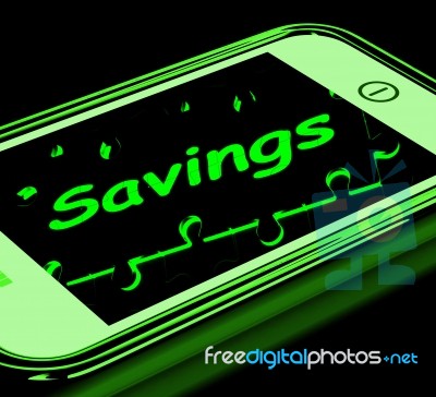 Savings On Smartphone Showing Monetary Growth Stock Image
