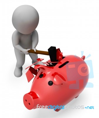 Savings Piggybank Indicates Spending Word And Banking 3d Renderi… Stock Image