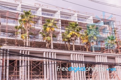 Scaffolding For Construction Site Stock Photo
