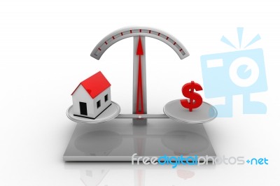Scale With A House And Dollar Sign Stock Image