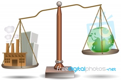 Scales Balance With Globe Building Stock Image