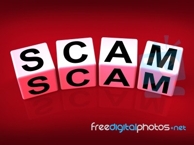 Scam Means Fraud Scheme To Rip-off Or Deceive Stock Image