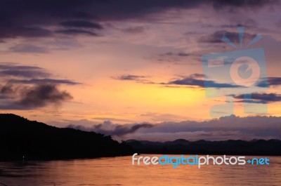 Scenic Of Twilight Time At River Stock Photo