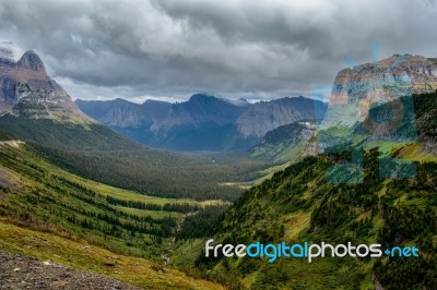 Scenic View In Glacier National Park Stock Photo
