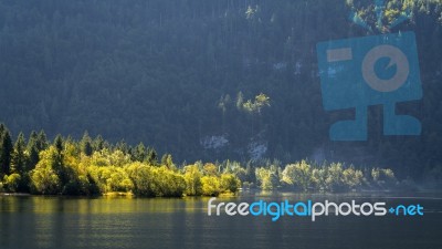 Scenic View Of Hallstatt Lake Stock Photo