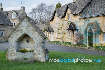 Scenic View Of Lower Slaughter Village In The Cotswolds Stock Photo