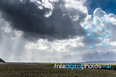 Scenic View Of The Grand Teton National Park Stock Photo