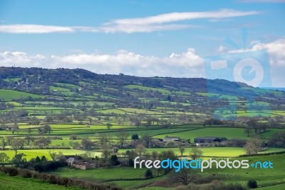 Scenic View Of The Undulating Countryside Of Somerset Stock Photo