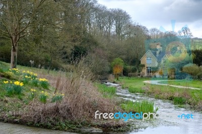 Scenic View Of Upper Slaughter Village Stock Photo