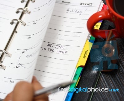 Schedule In An Organizer Stock Photo
