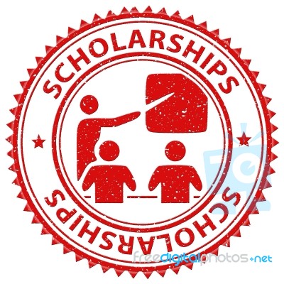 Scholarships Stamp Indicates Education Diploma And Learn Stock Image