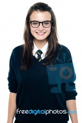 School Lady Wearing Eyeglasses Stock Photo