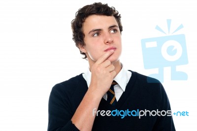 Schoolboy Thinking Stock Photo
