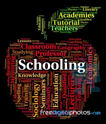 Schooling Word Representing Schools College And Learned Stock Image