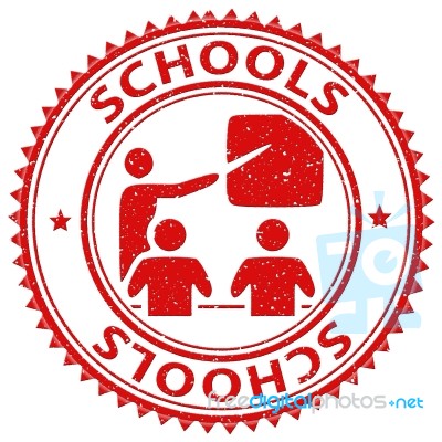 Schools Stamp Represents Learning Educated And Study Stock Image