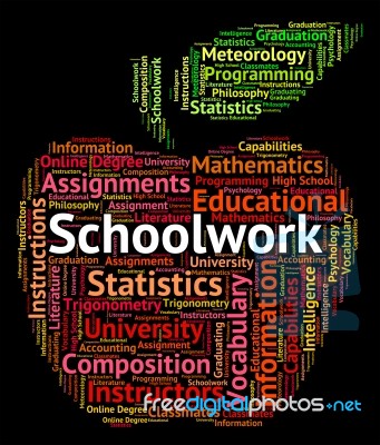 Schoolwork Word Showing Words Homework And Project Stock Image