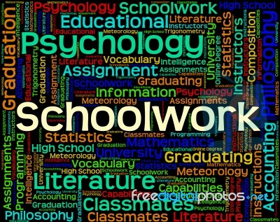 Schoolwork Word Shows Undertaking Words And Text Stock Image