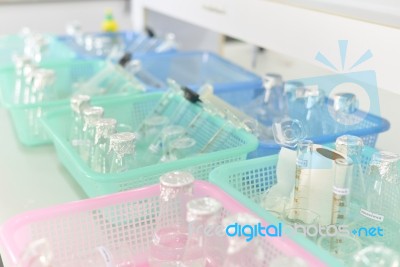 Science Laboratory Test Tubes , Laboratory Equipment Stock Photo