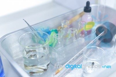 Science Laboratory Test Tubes , Laboratory Equipment Stock Photo